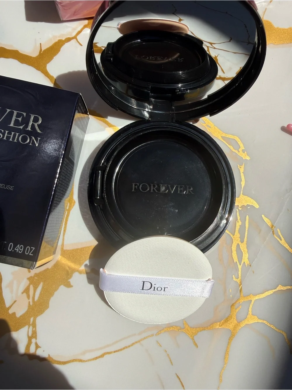 Dior Cushion Foundation Black Quilted Leather Compact Shade 0N NIB AMAZING